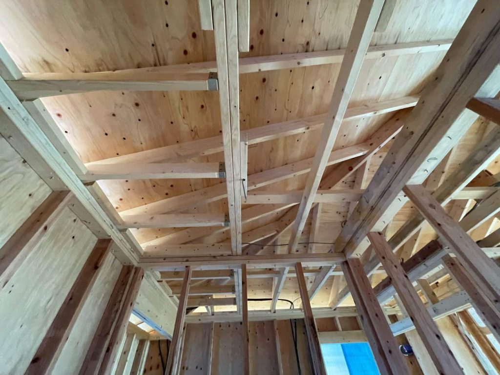 北九州市の建売住宅 2×4工法 構造 施工中